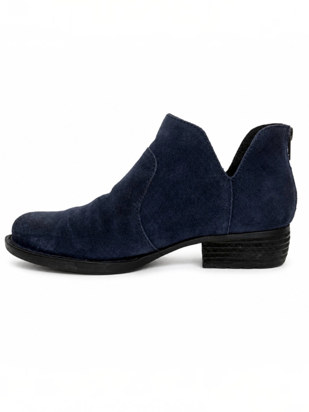 Born Distressed Blue Suede Ankle Booties Low Heel Casual Western 7M (Fits Long) - Picture 4 of 13